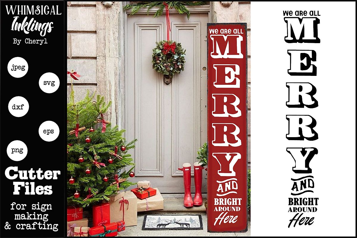 Merry And Bright Vertical Christmas-SVG example image 1