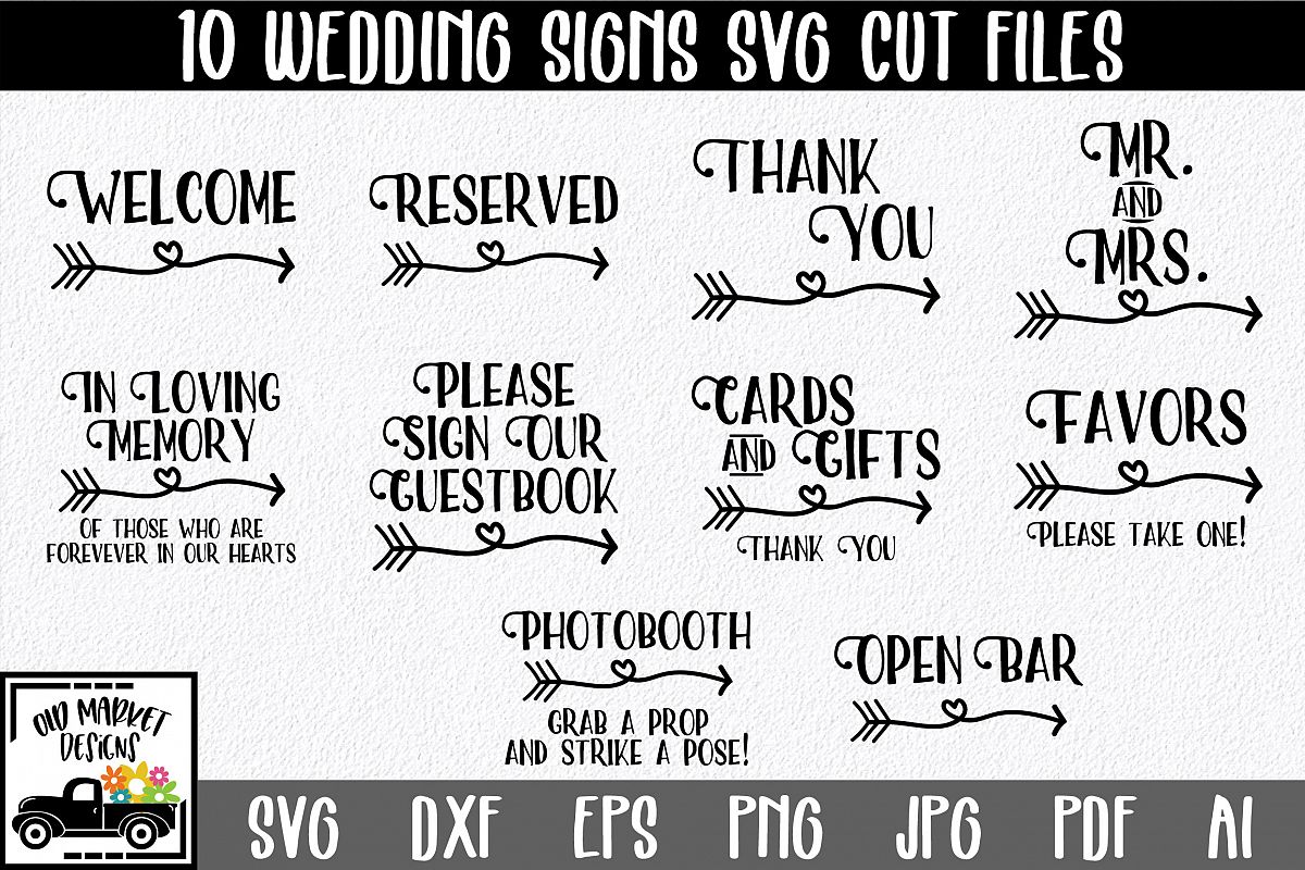 Download Wedding Signs SVG Cut Files