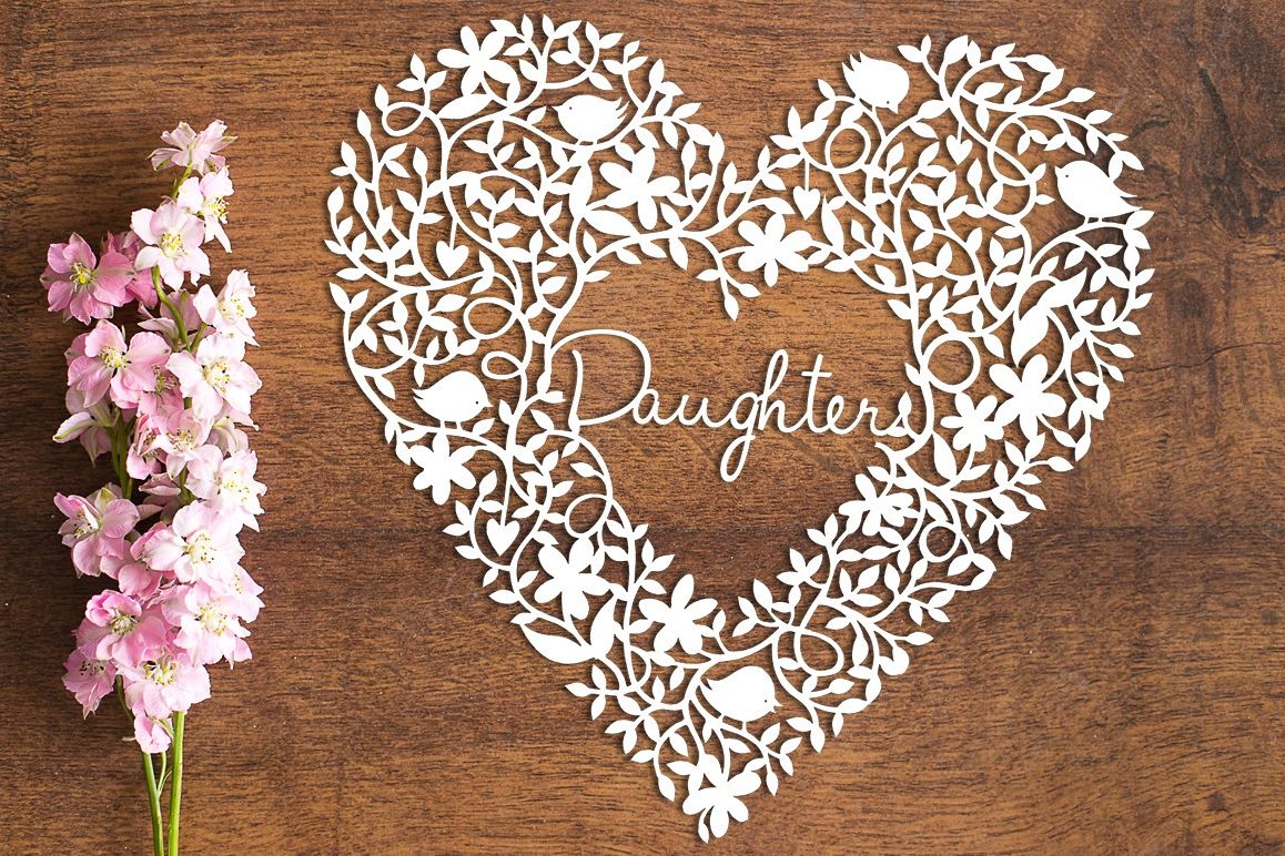 Daughter Heart - Paper Cutting Template example image 1