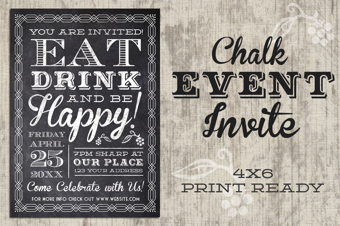 Eat Drink Be Happy Chalk Invite example image 1