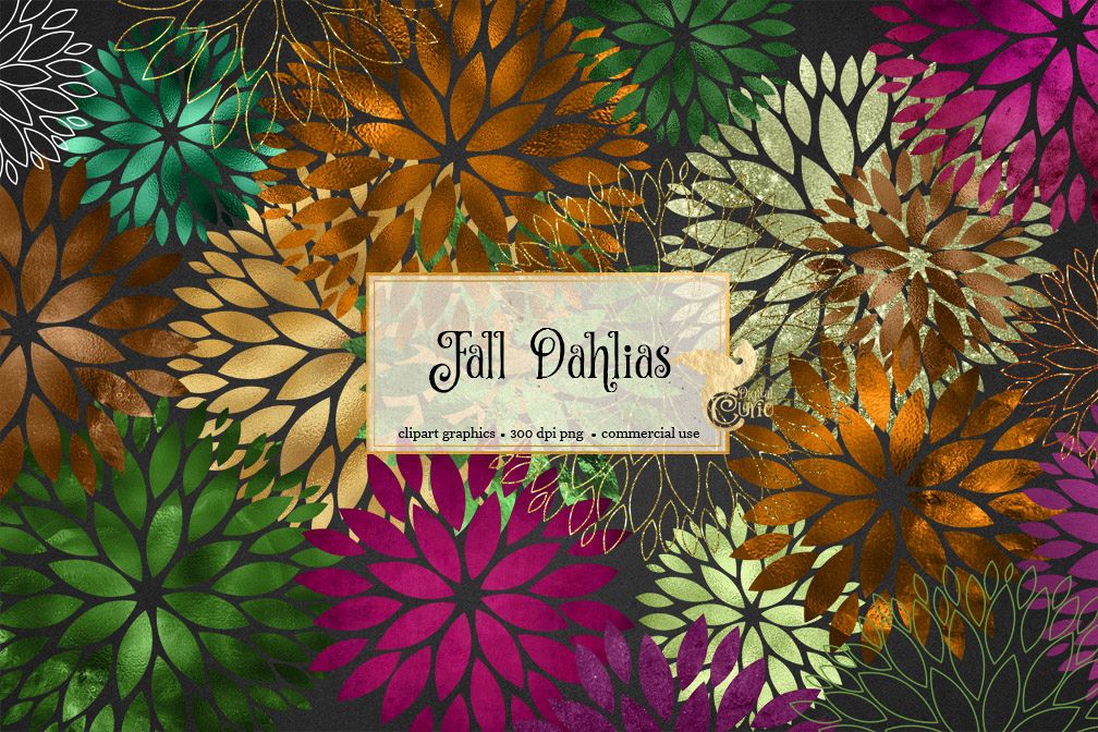 Fall Dahlia Clipart example image 1