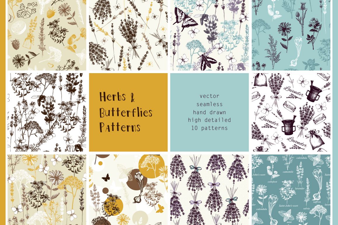 Vintage Herbs Patterns example image 1