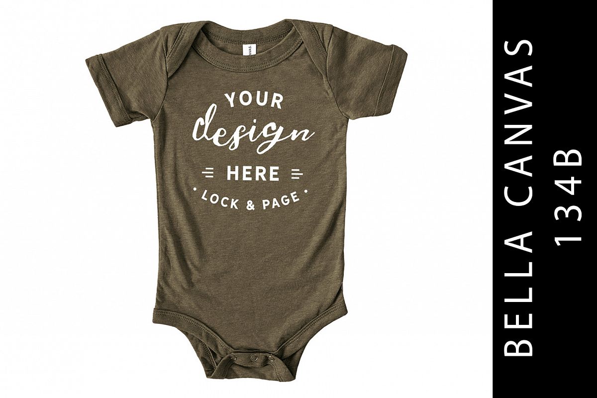 Baby Bella Canvas 134B Romper Mockup Suit Olive example image 1