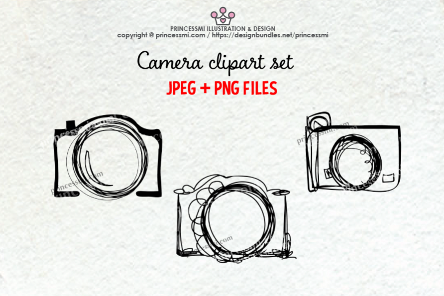 doodle camera clipart set 2 example image 1