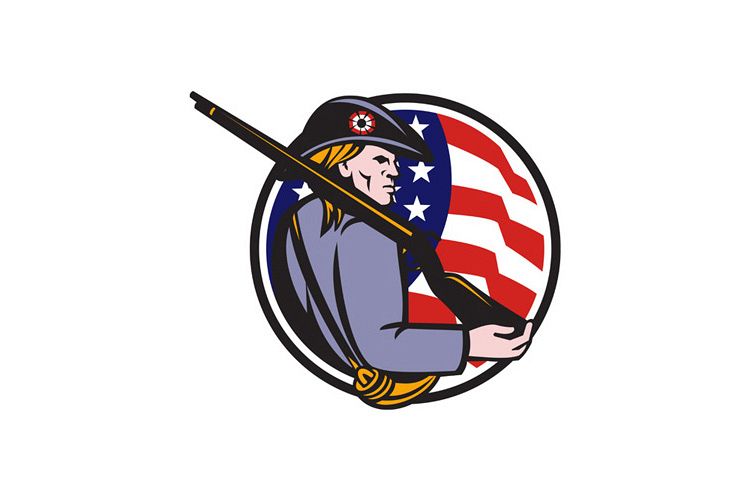 American Patriot Minuteman With Rifle And Flag example image 1