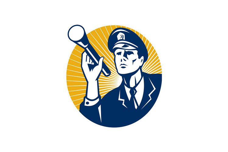 Policeman Security Guard With Flashlight Retro example image 1
