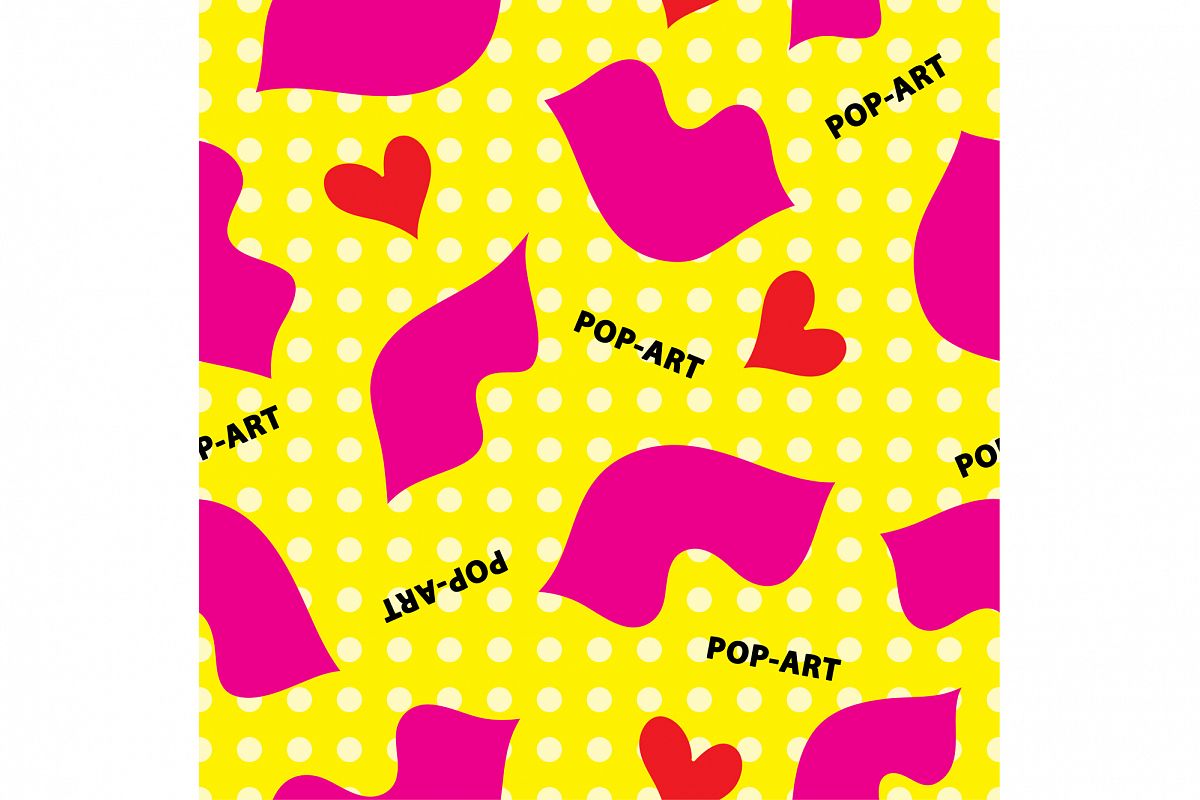 Decorative seamless background in style pop art. Print. Cloth design, wallpaper. example image 1