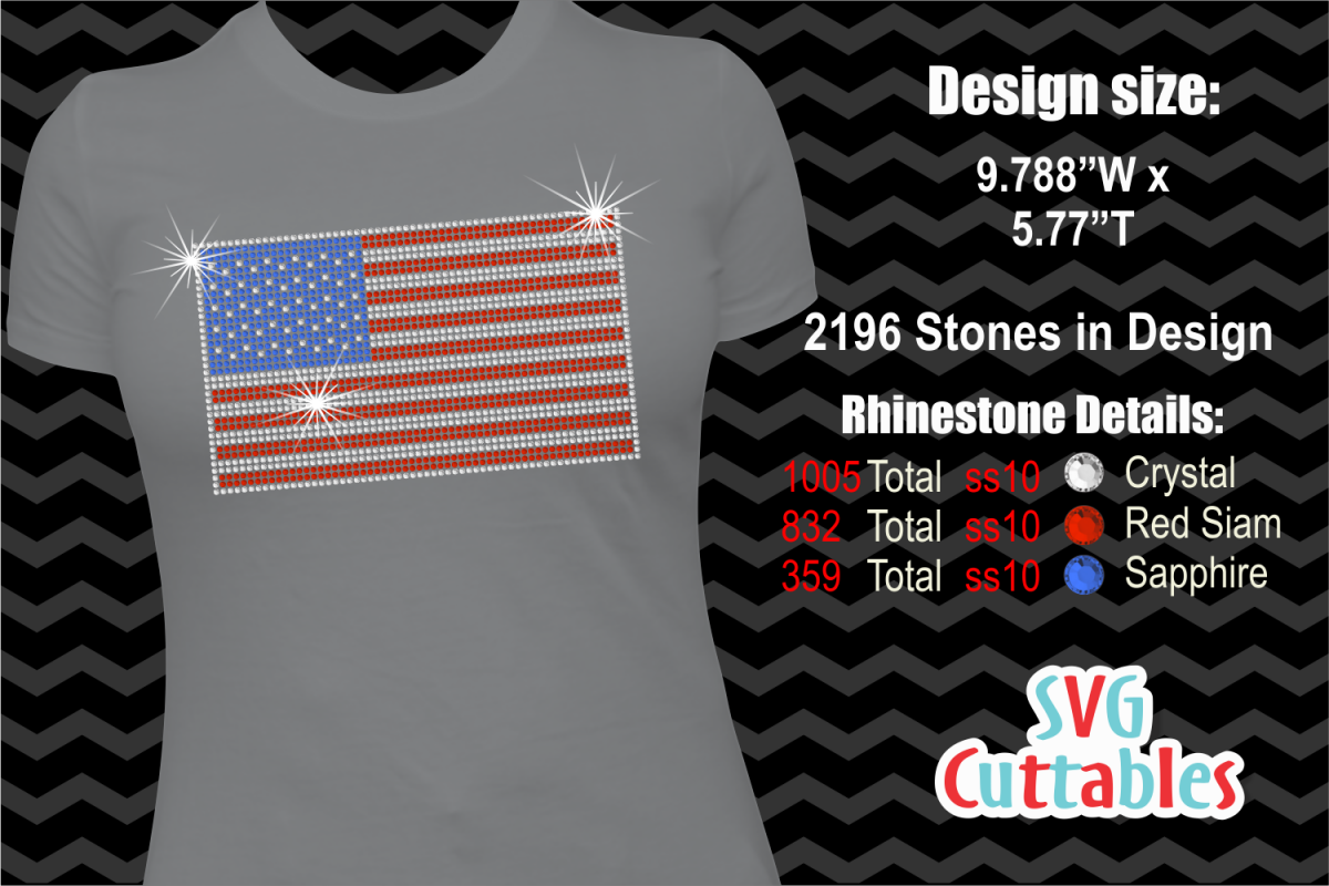 Download American Flag Rhinestone Template, svg Cut File (106740 ...