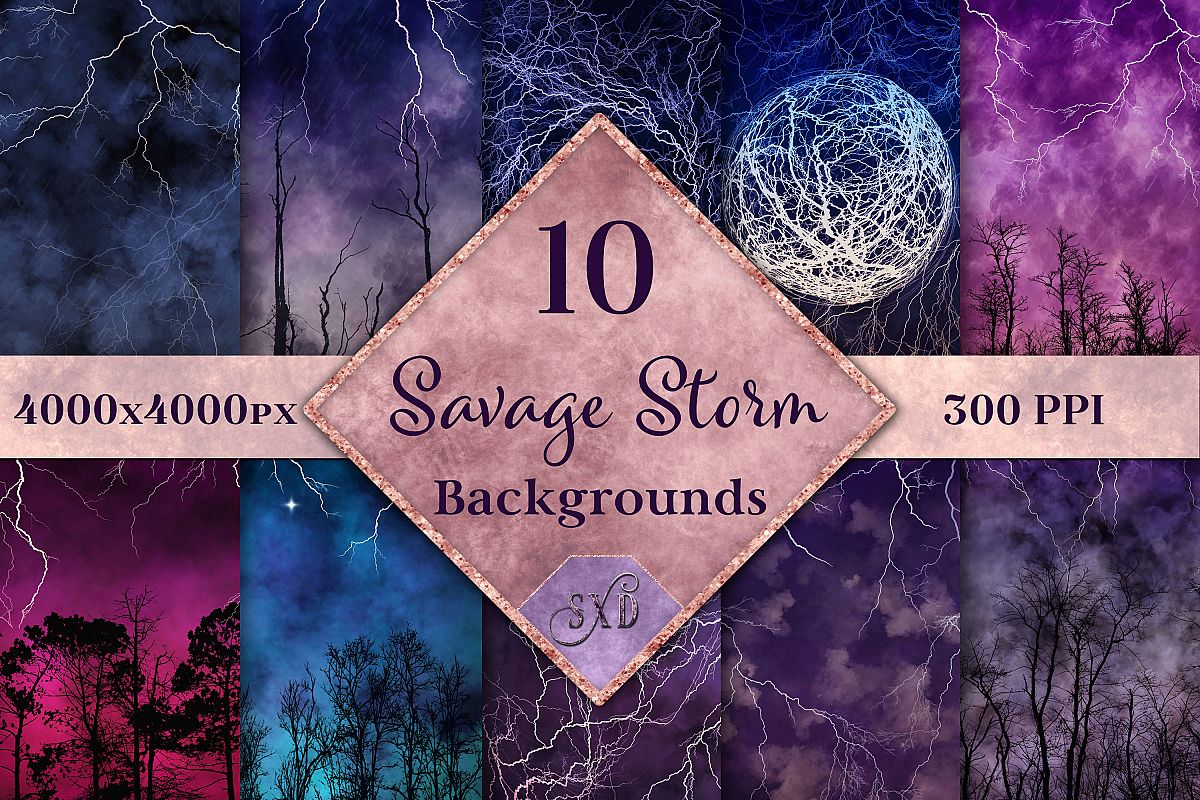Savage Storm Backgrounds - 10 Image Textures Set example image 1