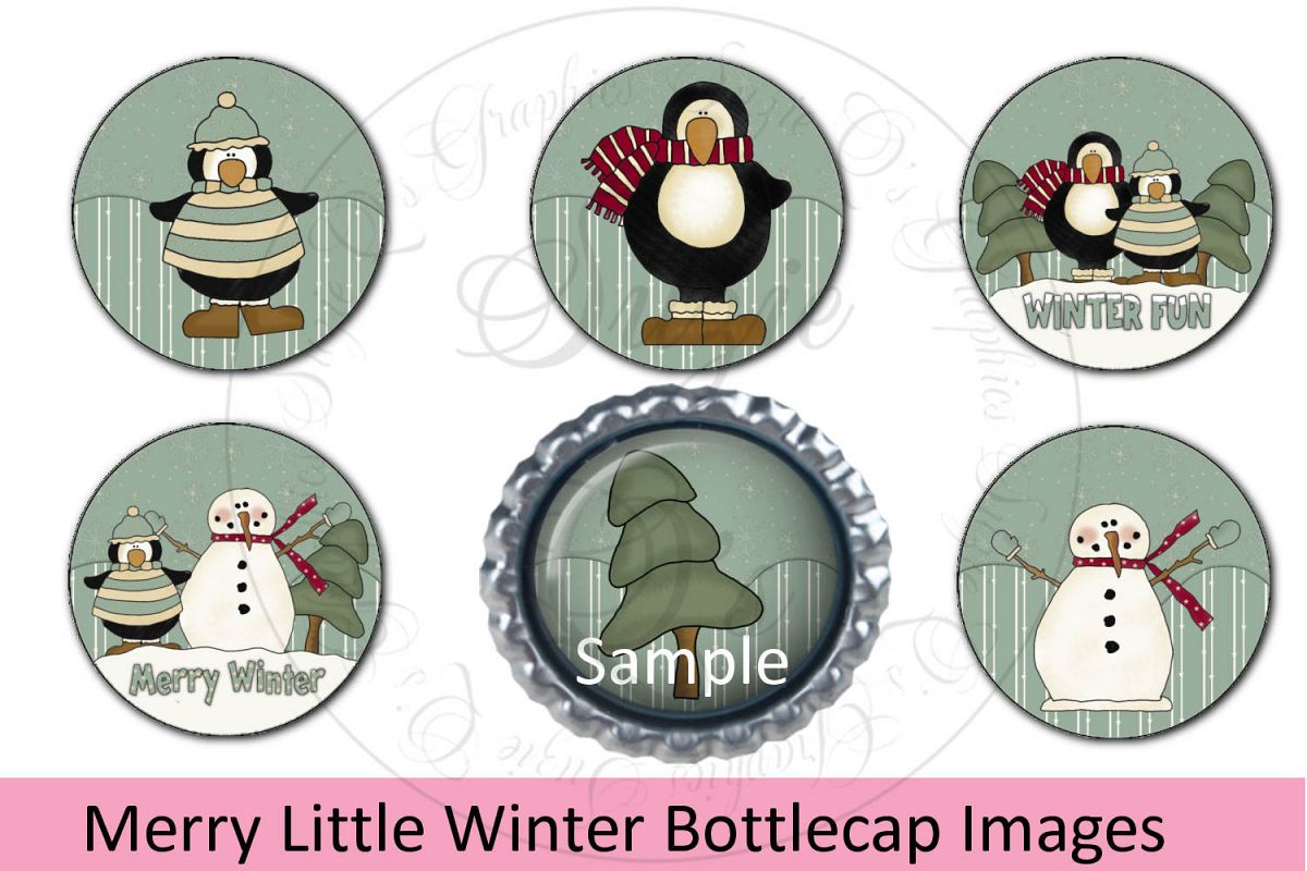 Merry Little Winter Bottlecap Images, Labels example image 1