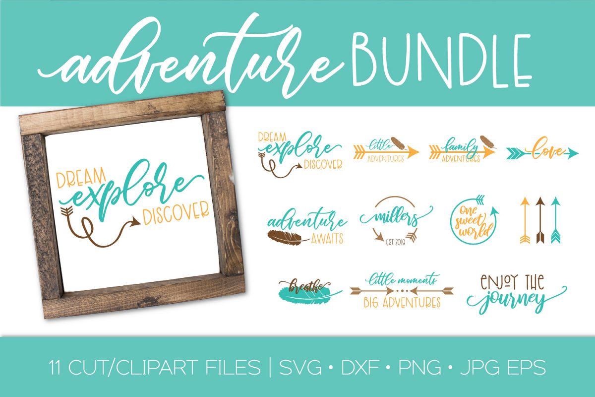 Adventure SVG Bundle| Adventure Arrows Feather Boho SVG DXF example image 1