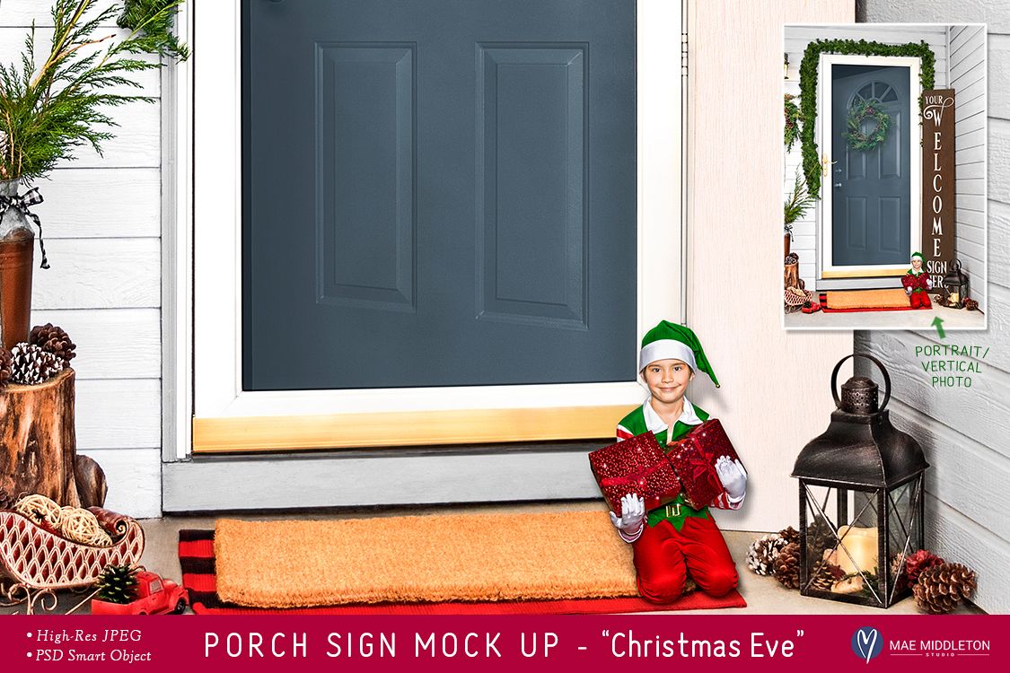 Porch Sign Christmas mock up -