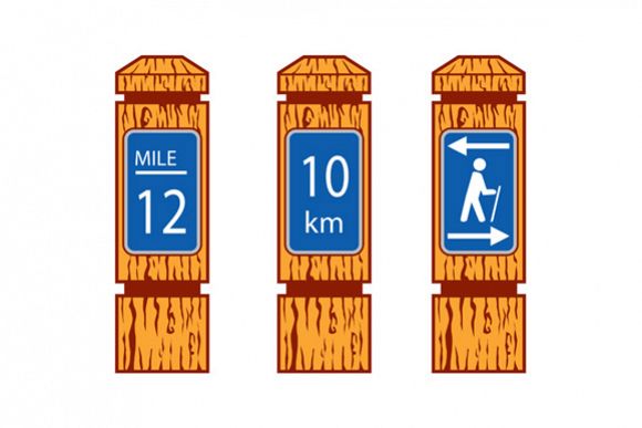 Wooden Mile Marker Signs Retro example image 1