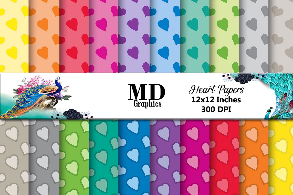 Heart Digital Papers,Scrapbook Heart,Digital Scrapbook Paper example image 1