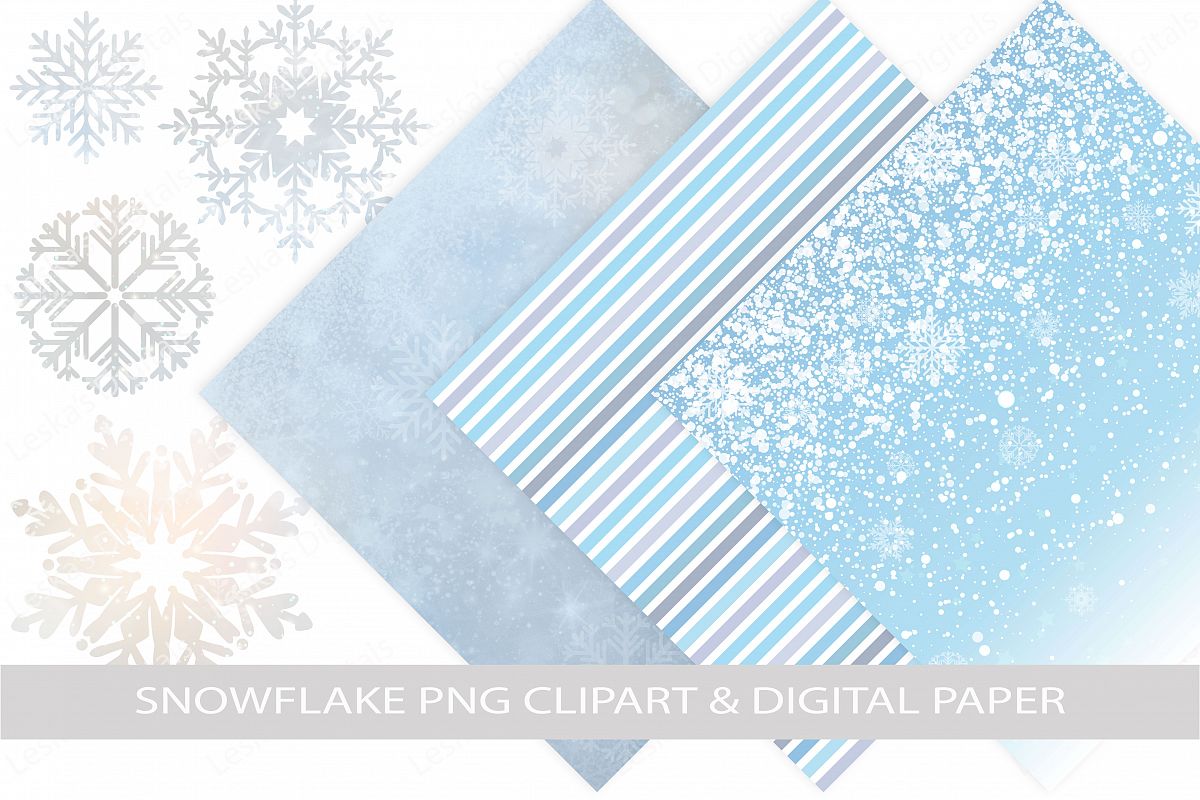 Snowflake Clipart & Winter Digital Paper example image 1