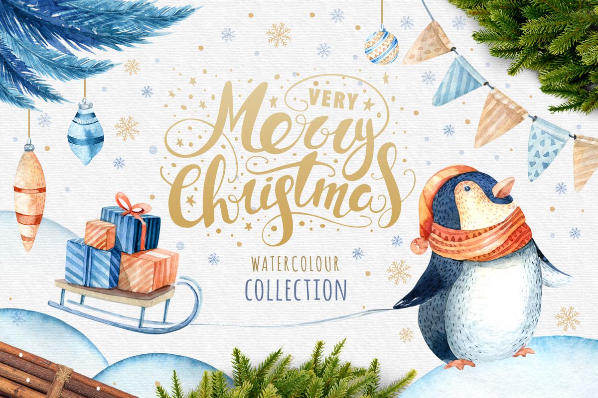 Watercolour penguins example image 1