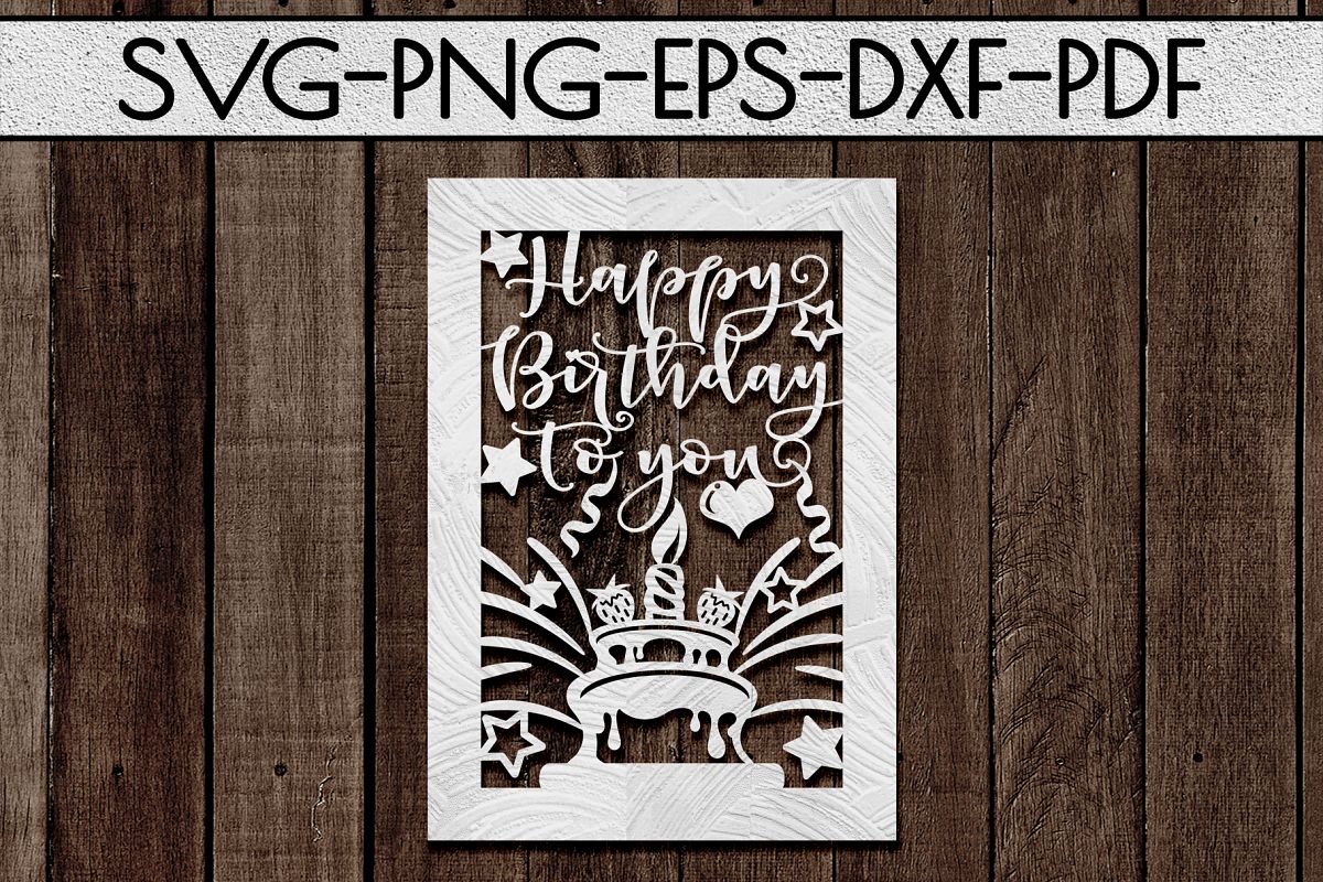 Download Happy Birthday Papercut Template, Birthday Card Cover, SVG