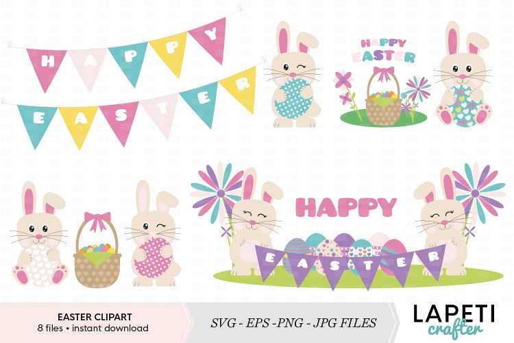 Cute Easter clipart set example image 1
