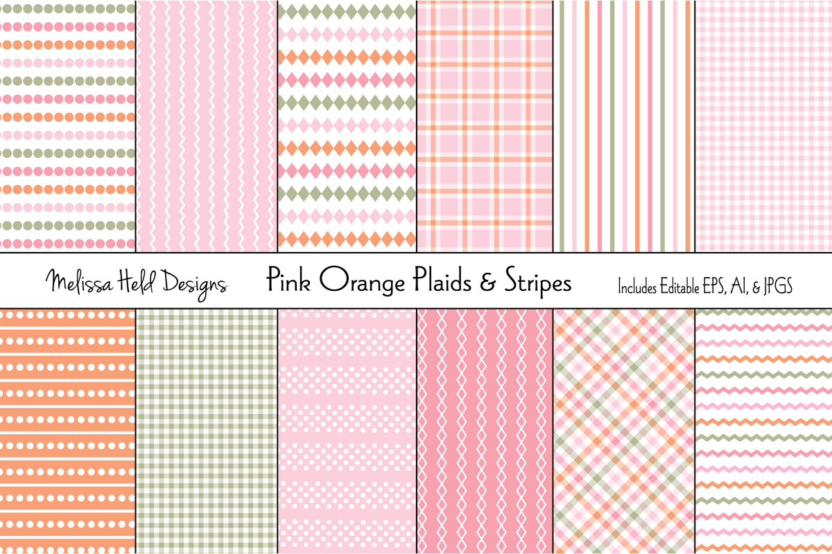 Pink and Orange Plaids & Stripes example image 1