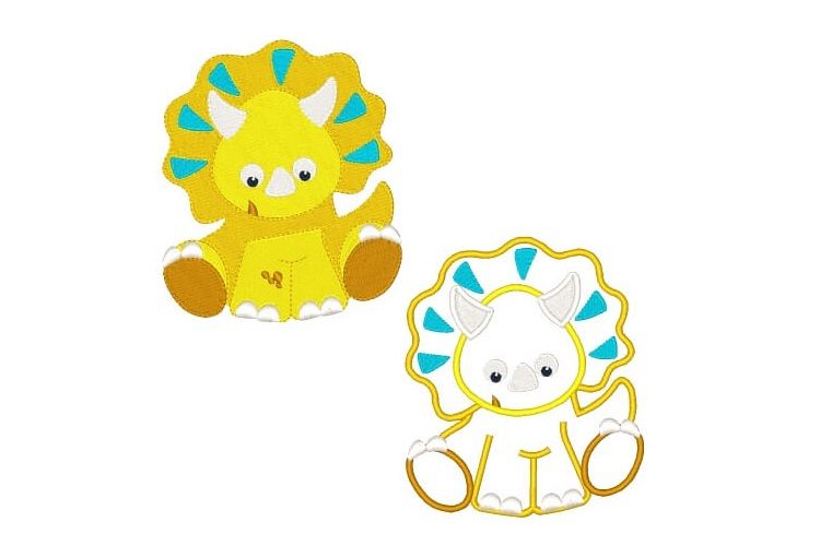 Dinosaurs Machine Embroidery Design Set Applique and Filled example image 1