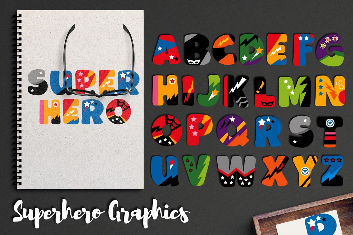 Superhero Alphabet Graphics Uppercase example image 1