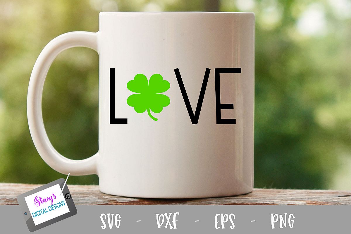 Love SVG - St. Patrick's Day Love SVG with clover example image 1