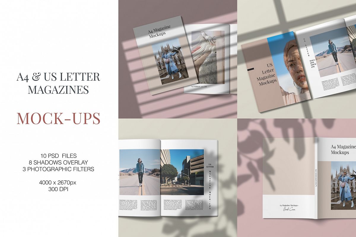 A4 and US Letter Magazines Mock-Ups example image 1