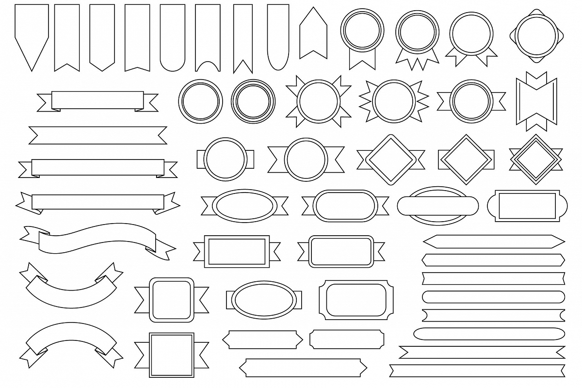 Outline Badge & Banner Clip Art Set example image 1