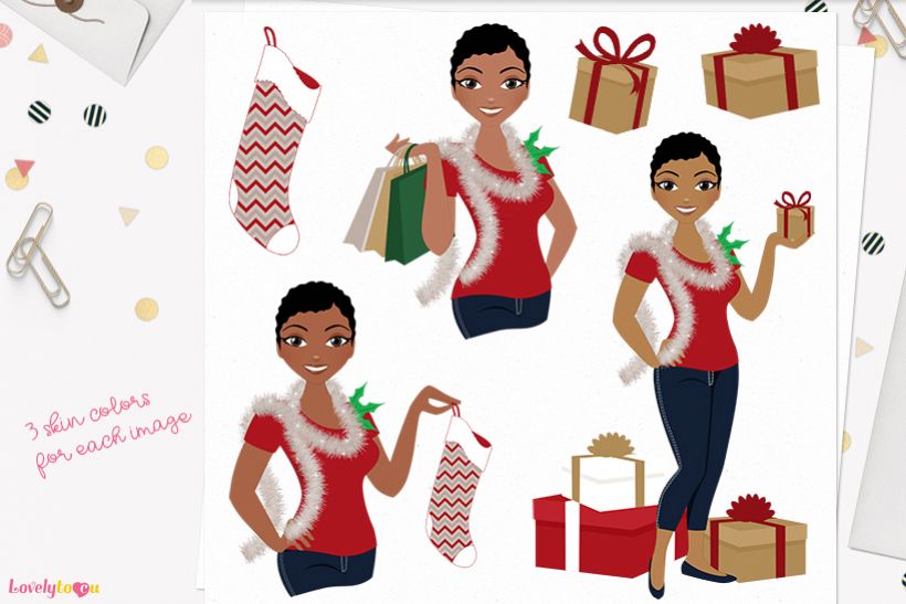 Christmas woman character clip art L332 Viola example image 1