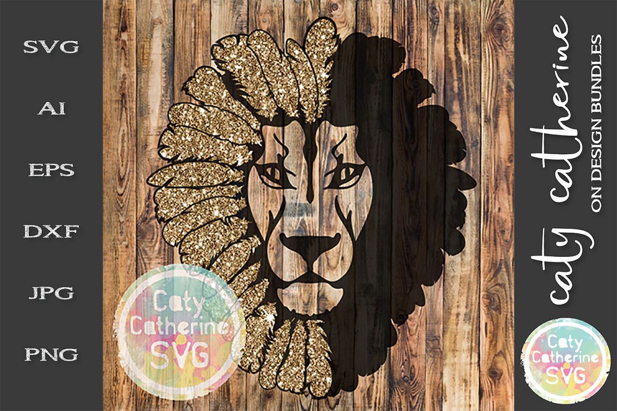 Lion Head SVG Face Feathers example image 1