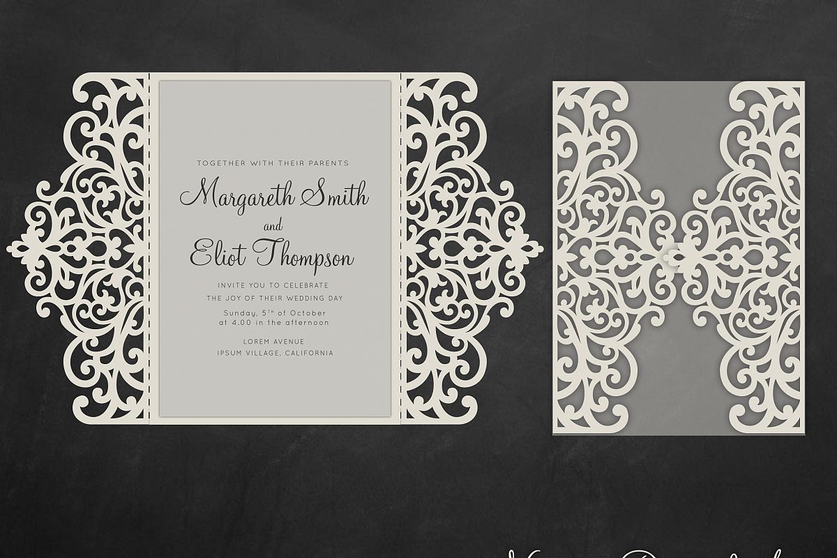 Gate fold wedding invitation , 5x7, Cricut Template ...