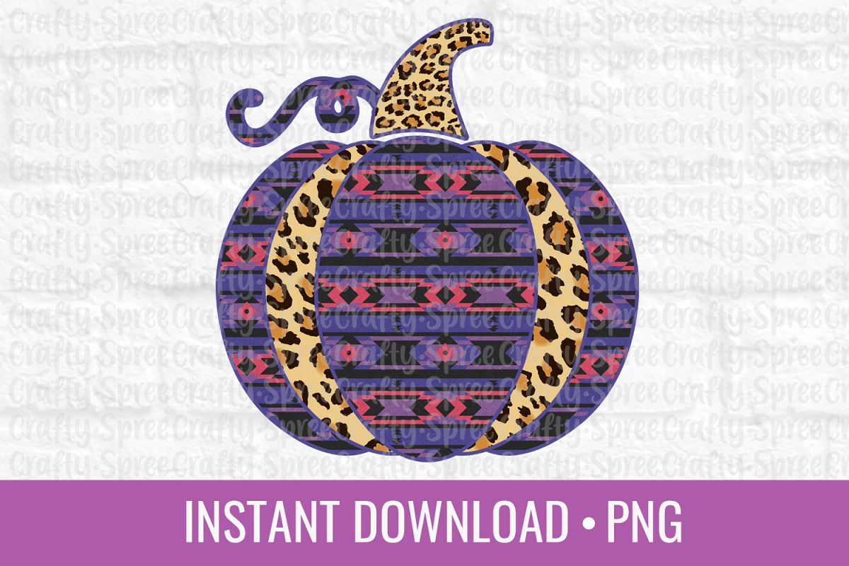Pumpkin Leopard Print Aztec PNG Sublimation DTG Design example image 1