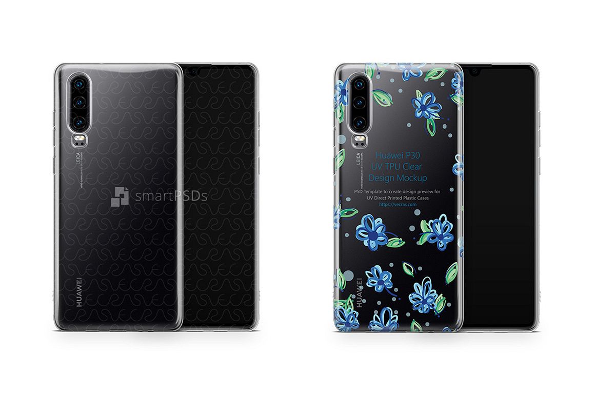 Huawei P30 UV TPU Clear Case Mockup 2019 Flat example image 1