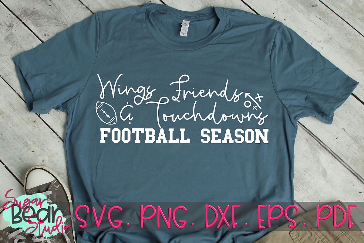Wings Friends & Touchdowns Football Season - A Football SVG example image 1