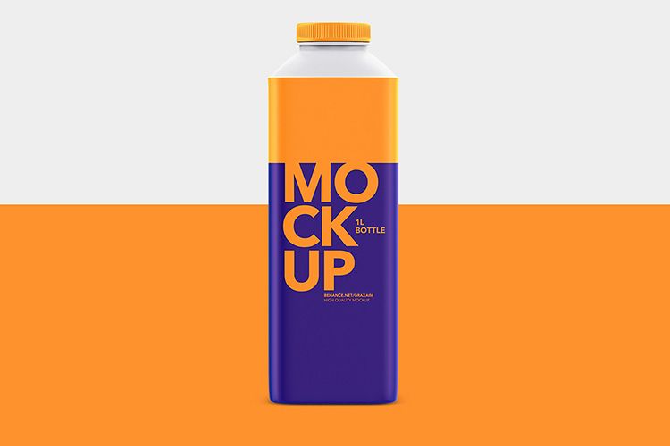 1L Bottle Mockup - Milk or Juice - Mockup example image 1