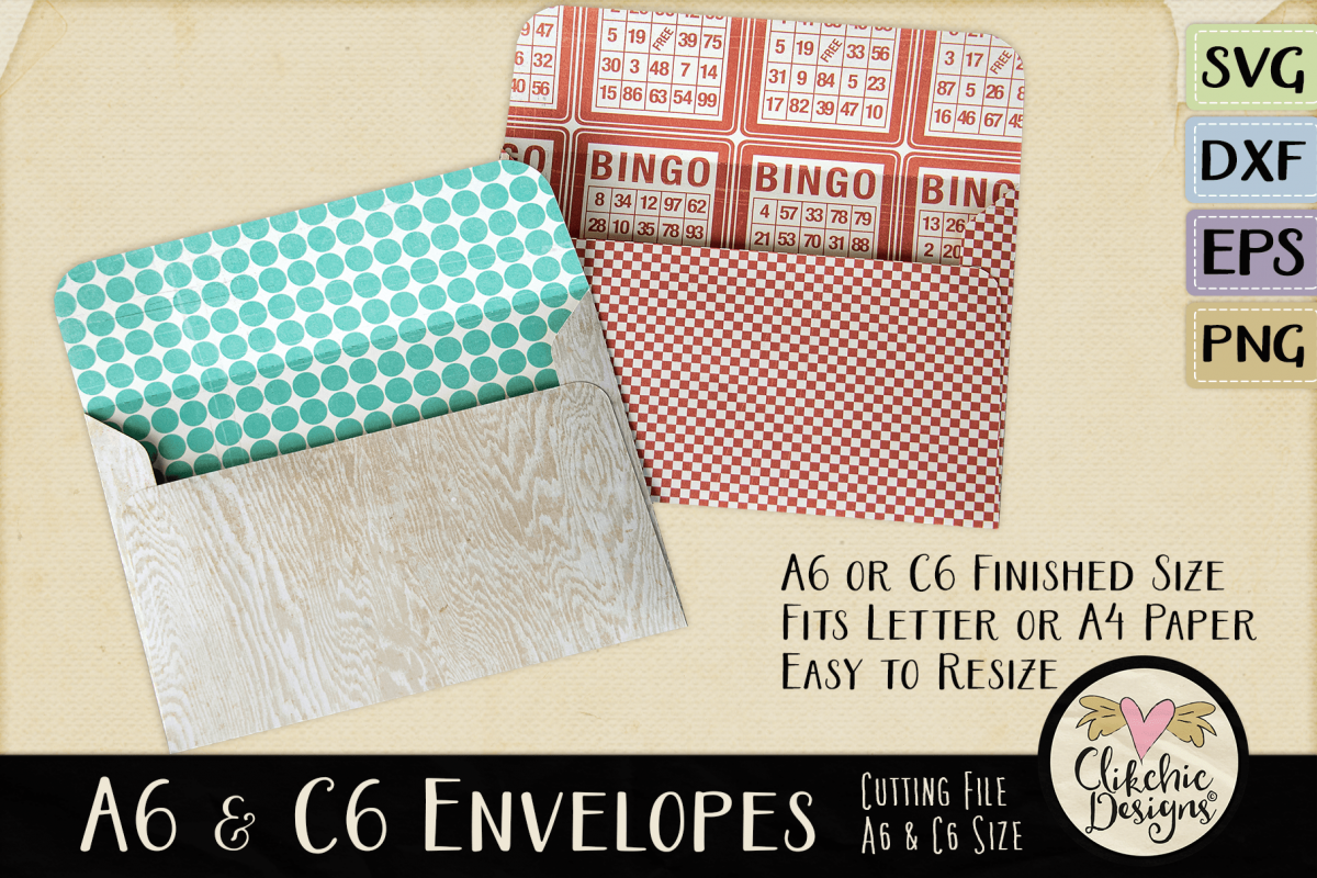 A6 & C6 Envelope SVG - Envelope Cutting File Template example image 1