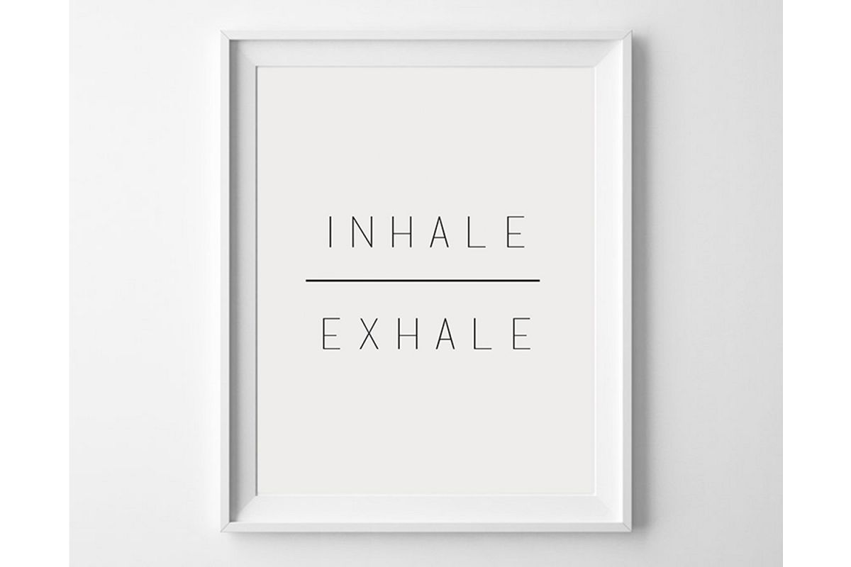 Inhale Exhale Print, Minimalist Poster, Typography Wall Art example image 1