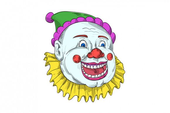Vintage Circus Clown Smiling Drawing example image 1