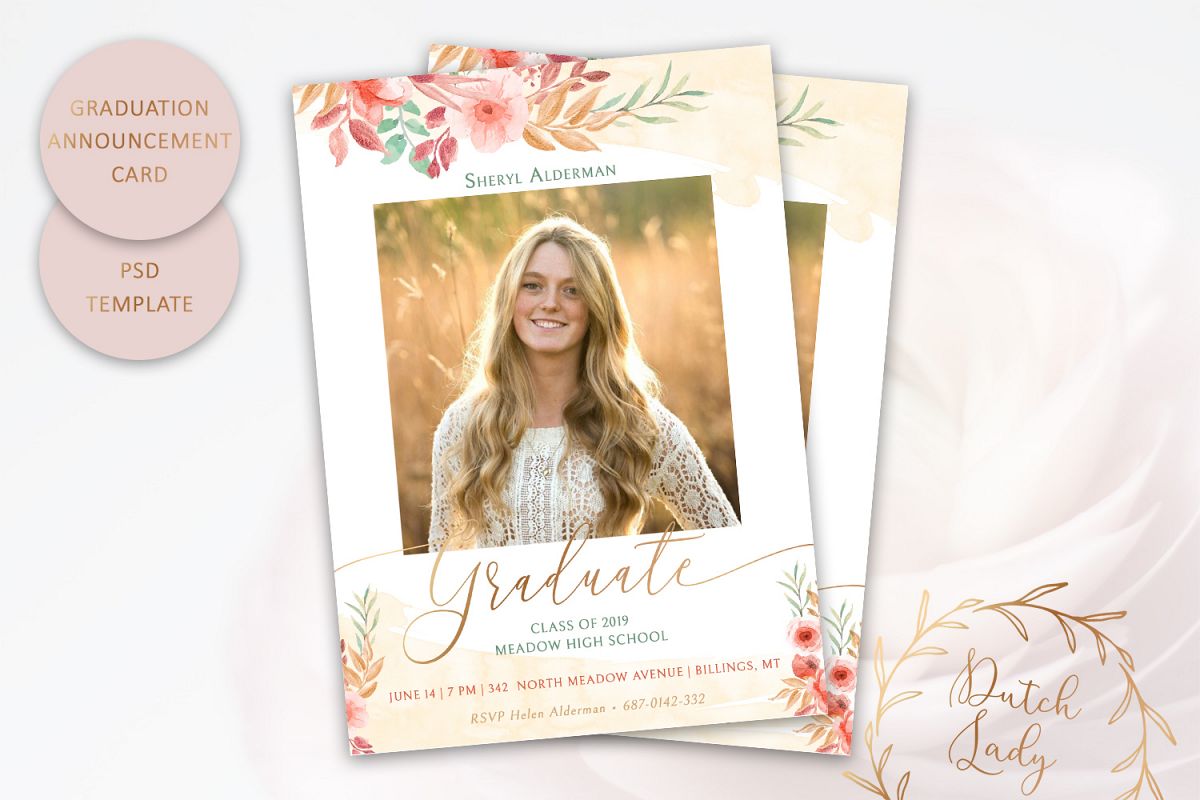 PSD Graduation Announcement Card Template - Design #2 example image 1