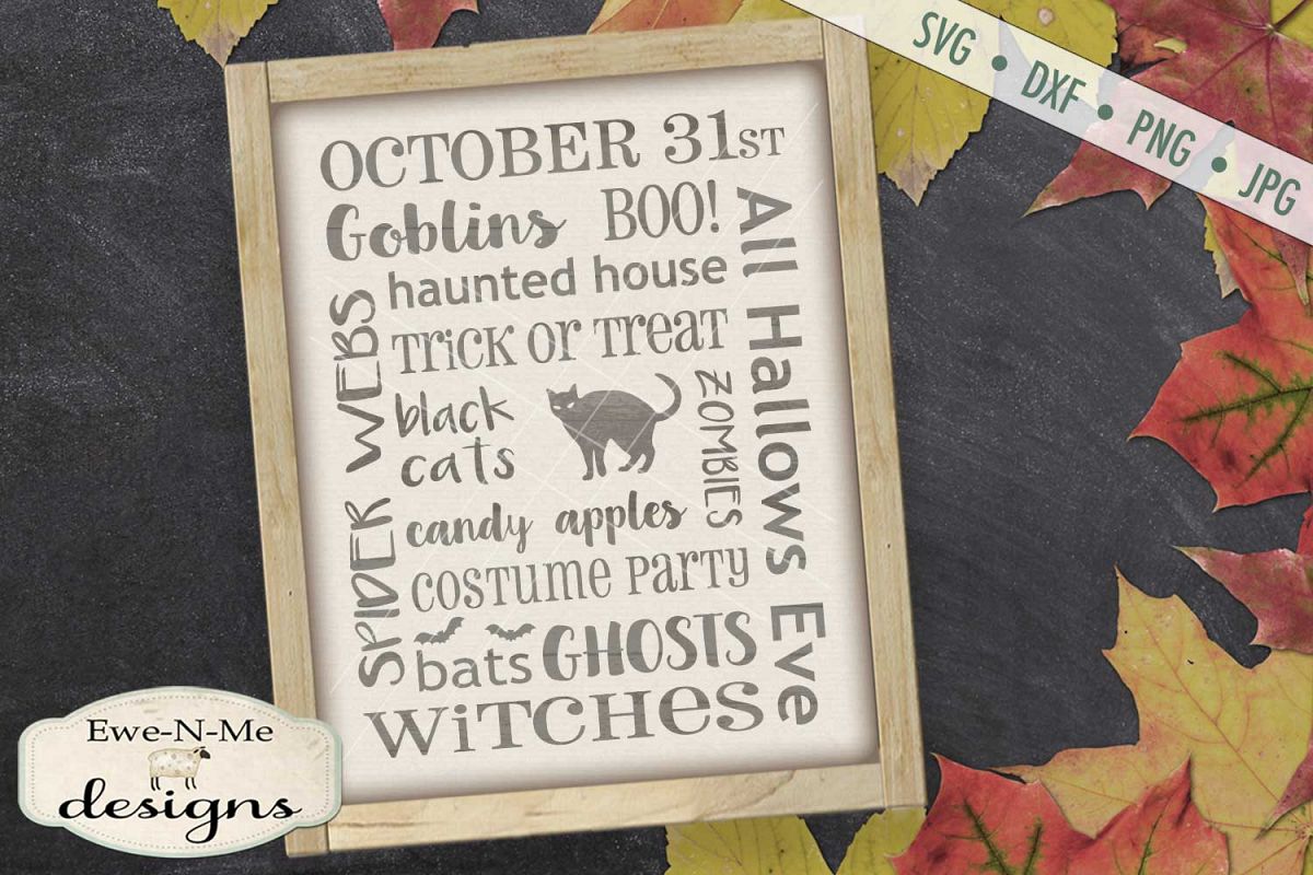 Halloween Subway Design Ghost Goblin Black Cat SVG DXF Files example image 1