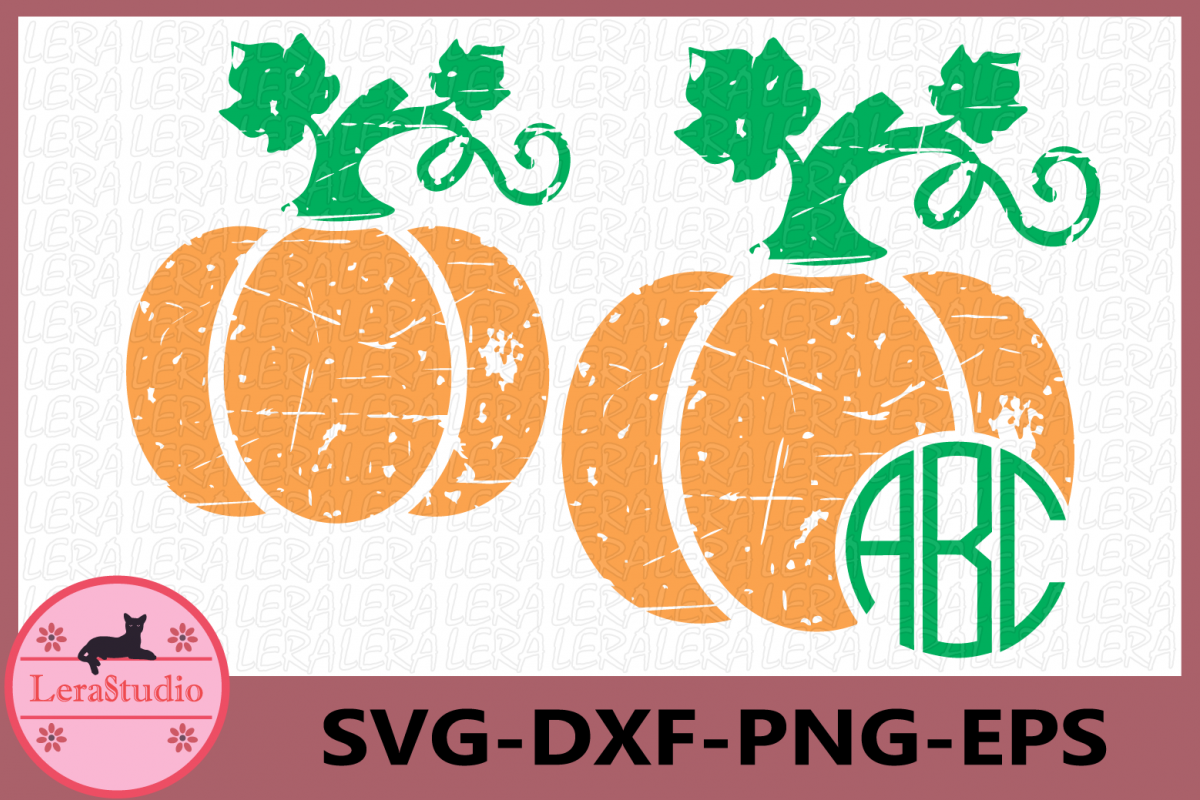 Pumpkin Monogram SVG, Pumpkin Grunge Svg File, Pumpkin example image 1