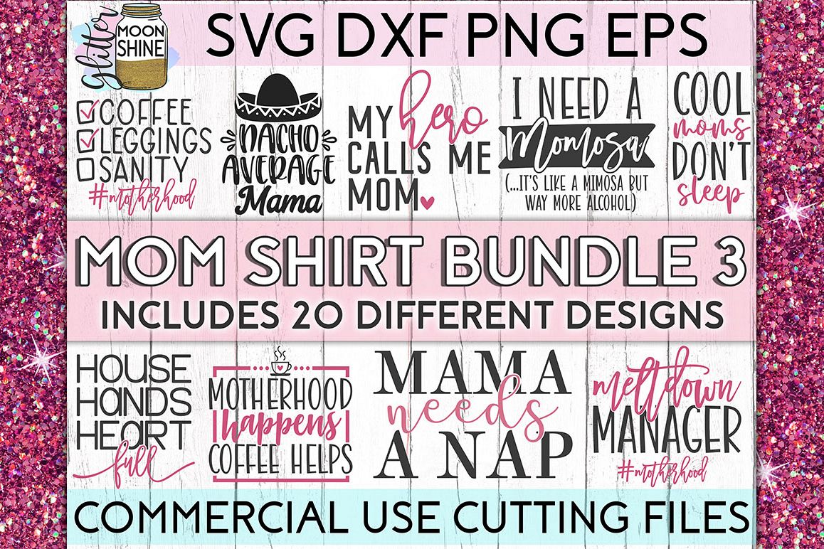 Mom Shirt Bundle of 20 #3 SVG DXF PNG EPS Cutting Files example image 1