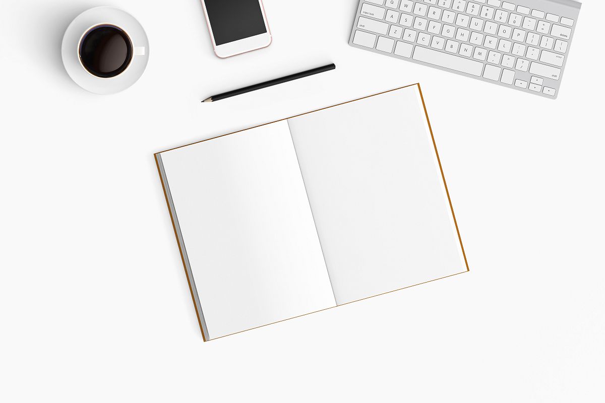 Modern workplace. Top view. Flat lay style. 23 example image 1