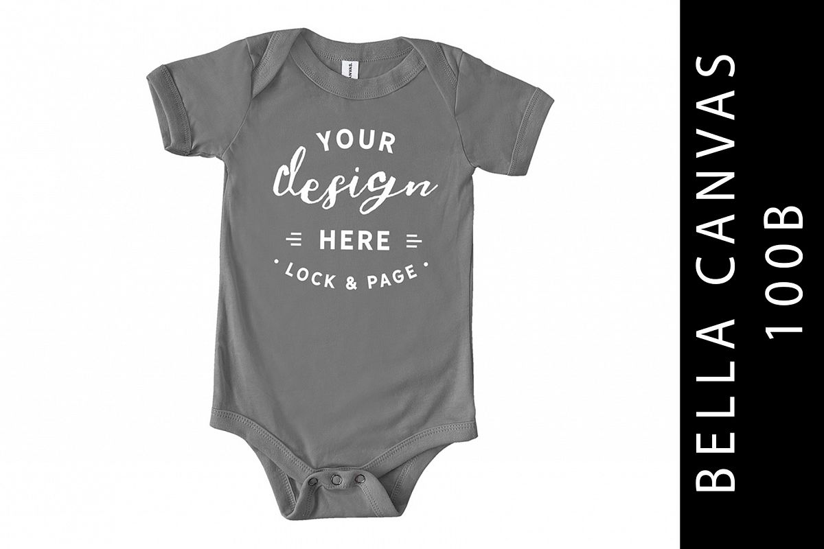 Baby Bella Canvas 100B Romper Mockup Suit Asphalt example image 1