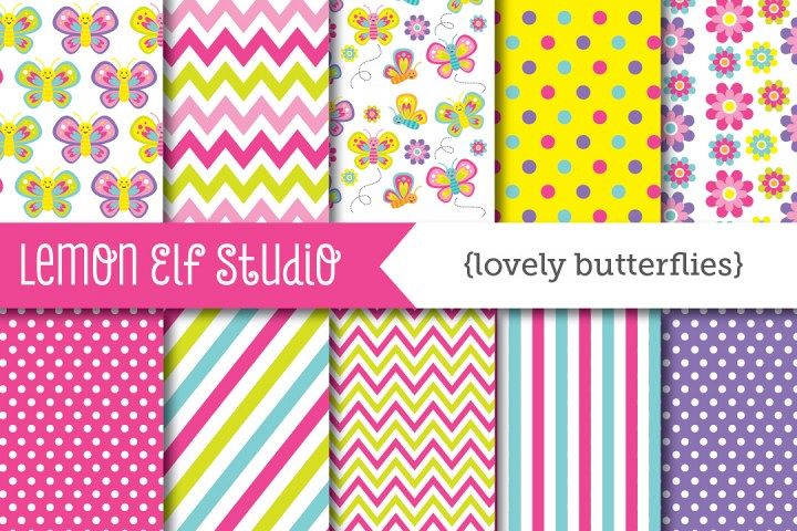 Lovely Butterflies-Digital Paper (LES.DP12) example image 1