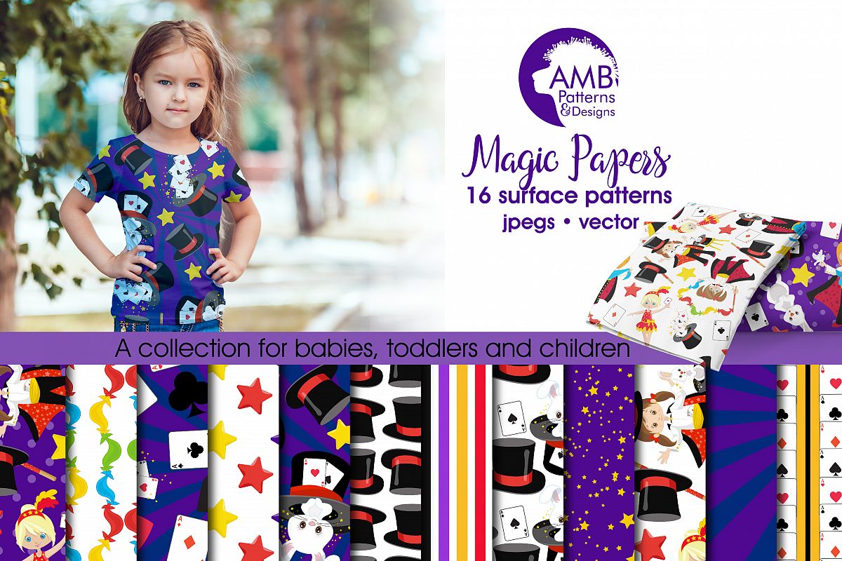 Magic show Digital Papers, Commercial Use, Scrapbook, Backgrounds, AMB-1193 example image 1