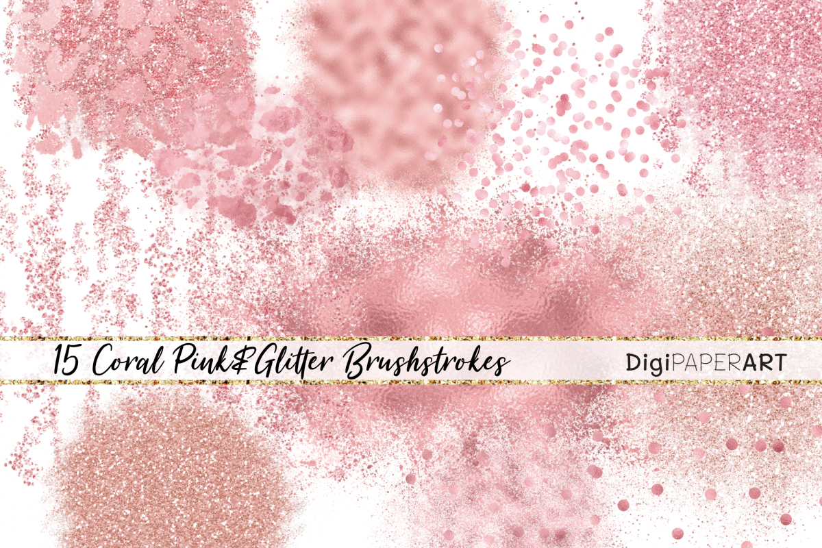 Pink Coral Glitter Elements example image 1