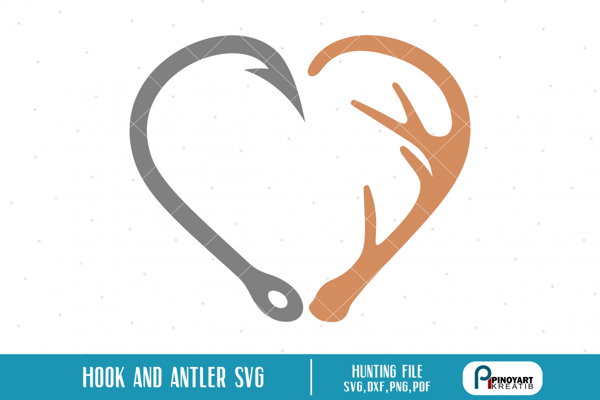 Download Hook and Antler Heart svg - a hunting vector file (189841) | SVGs | Design Bundles