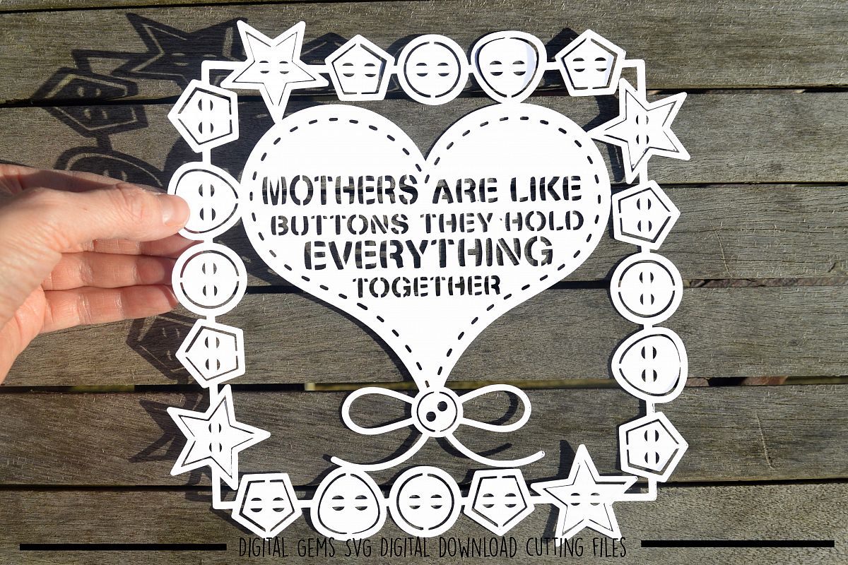 Mothers are like buttons paper cut SVG / DXF / EPS files example image 1