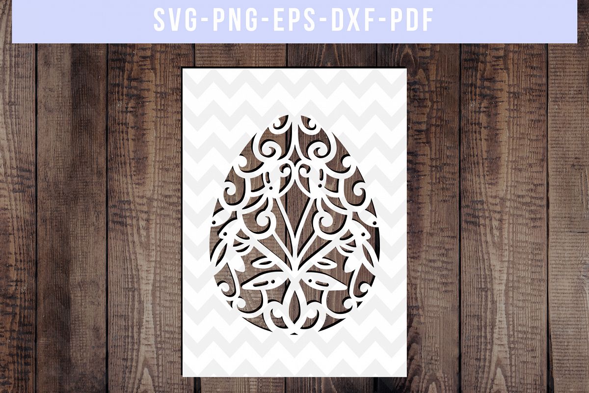 Easter Egg Frame Papercut Template, Metal Decor, SVG, PDF example image 1